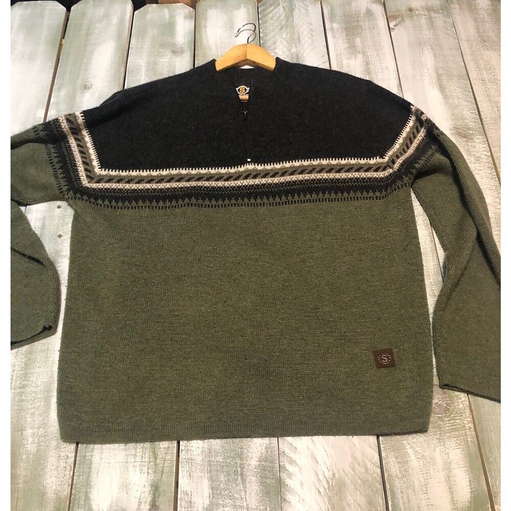 SIMS Snowboarding Sweater Mens Large 1/4 Zip Vintage Wool Outdoors Skiing